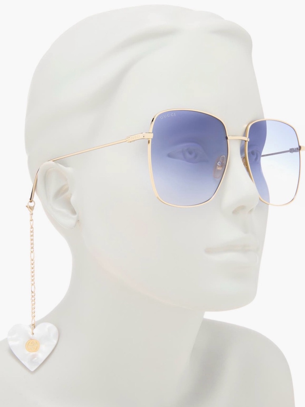 Gucci Gold Metal Sunglasses with Blue Gradient Lenses